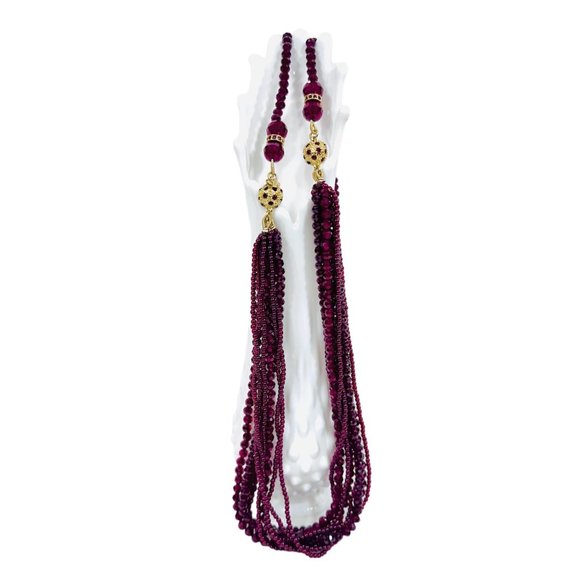 Vintage Multistrand Talbots Elegant Crystal Necklace Shades of Red - 34" - Picture 5 of 8